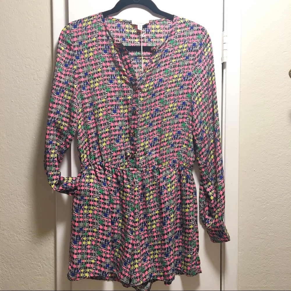 NWT Pink multicolor romper with long sleeves